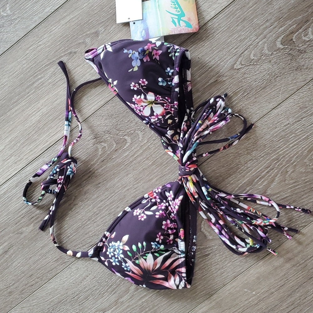 Hobie purple floral bikini top size medium